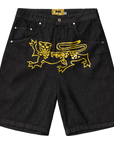 SHORTS JEANS (PRETO E AMARELO)