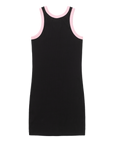 VESTIDO SPRAY LOGO [PRETO E ROSA]